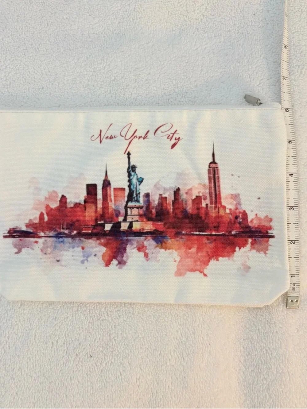 NEW Cosmetics Makeup Bag Mirror New York City skyline Statue of Liberty zipper